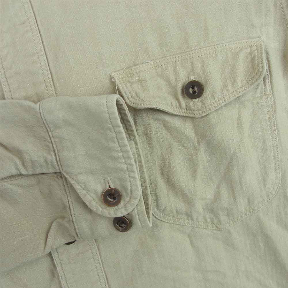 ORGUEIL オルゲイユ OR-004A REFINED WORK SHIRT リファインド 長袖 ワーク シャツ コットン ヘリボーン ベージュ系 40【中古】