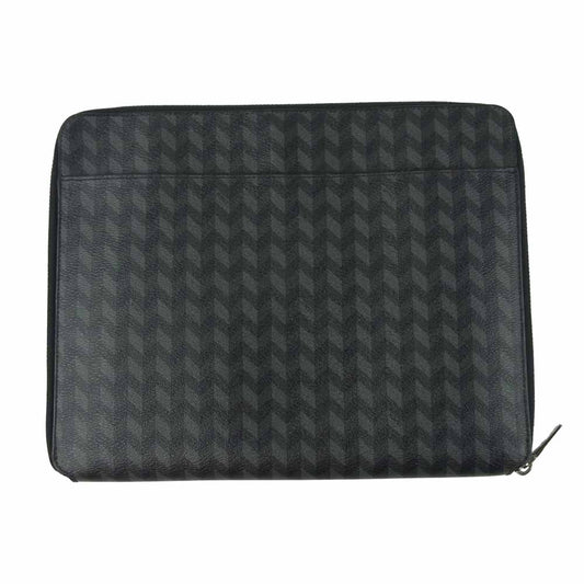 COACH コーチ B1844 F24743 Zip Around Tech Case ヘリンボーンパターン クラッチ バッグ ブラック系【中古】