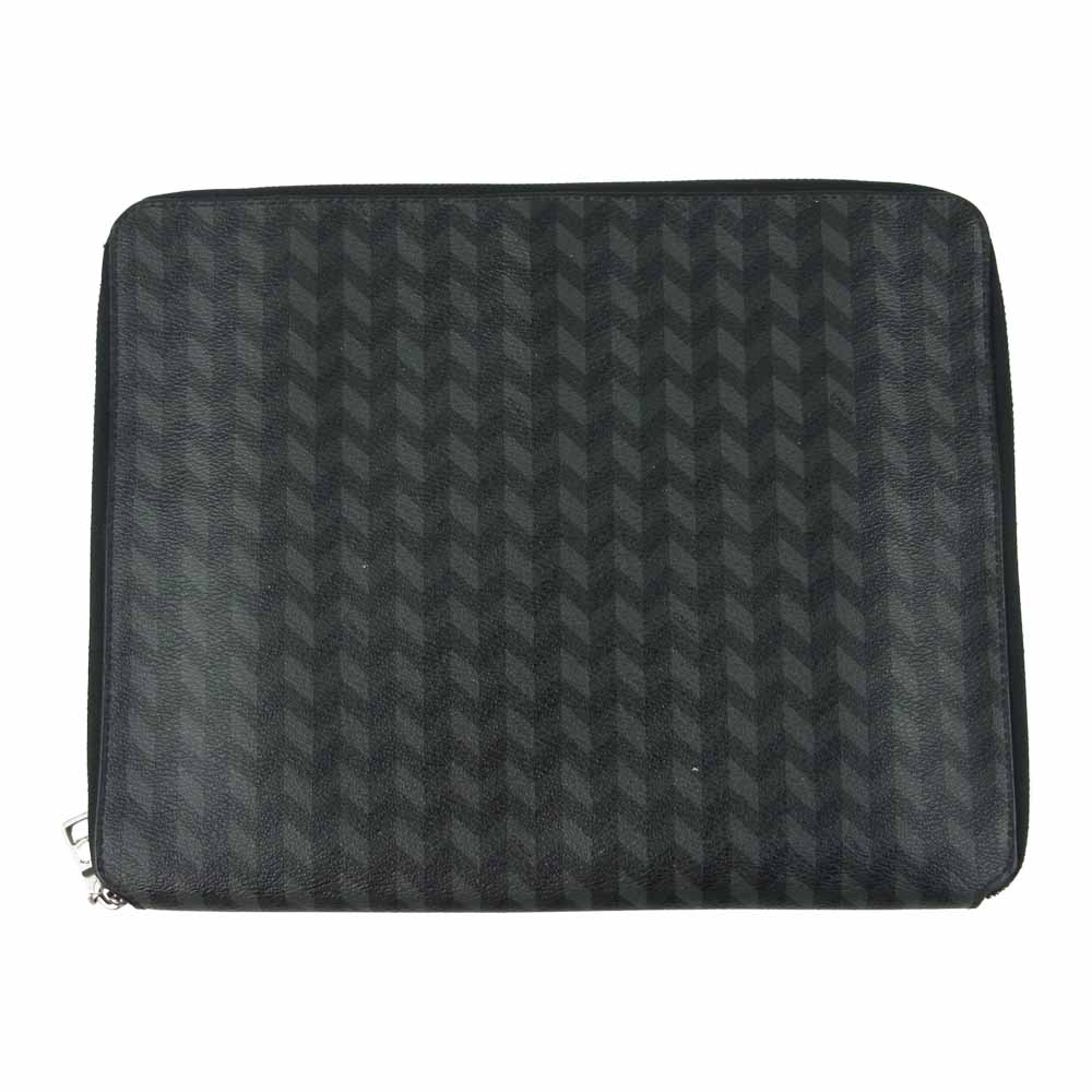 COACH コーチ B1844 F24743 Zip Around Tech Case ヘリンボーンパターン クラッチ バッグ ブラック系【中古】