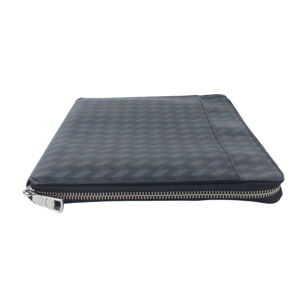 COACH コーチ B1844 F24743 Zip Around Tech Case ヘリンボーンパターン クラッチ バッグ ブラック系【中古】