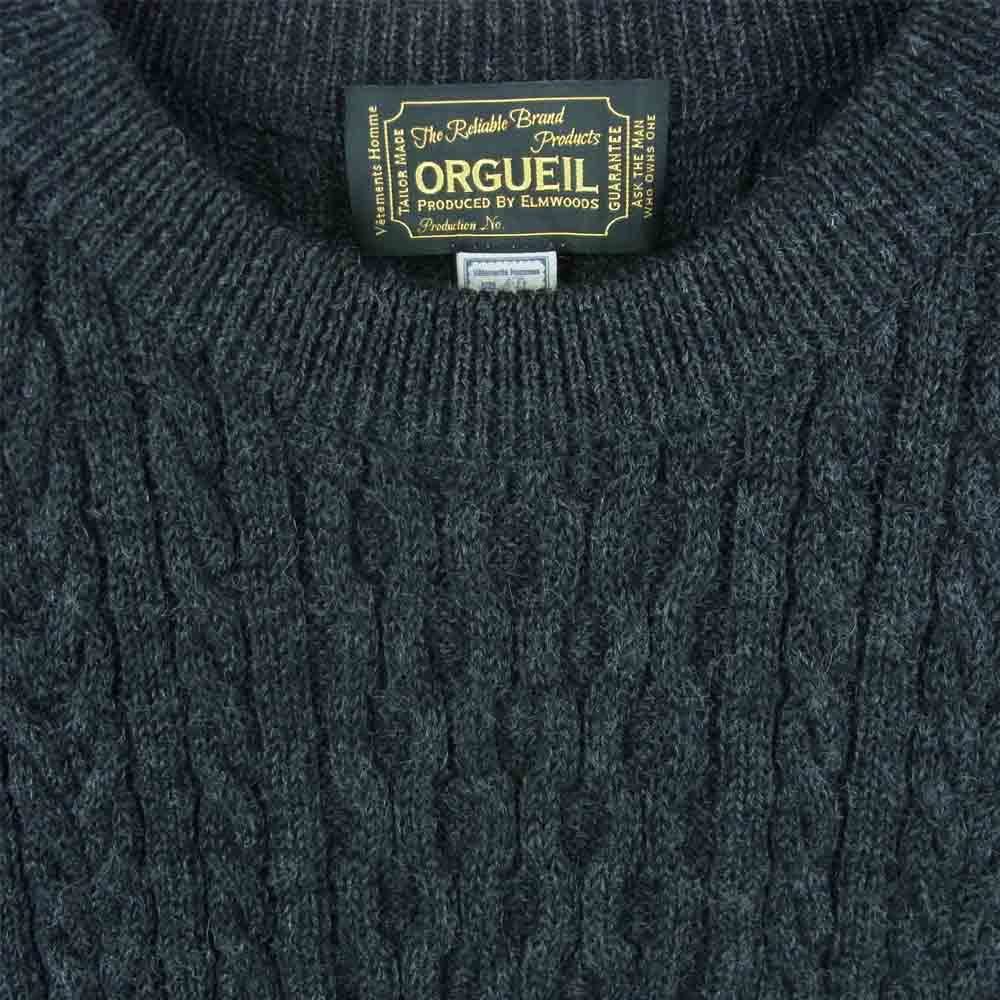 ORGUEIL オルゲイユ OR-4026 CABLE KNIT SWEATER ケーブル ニット セーター グレー系 40【中古】
