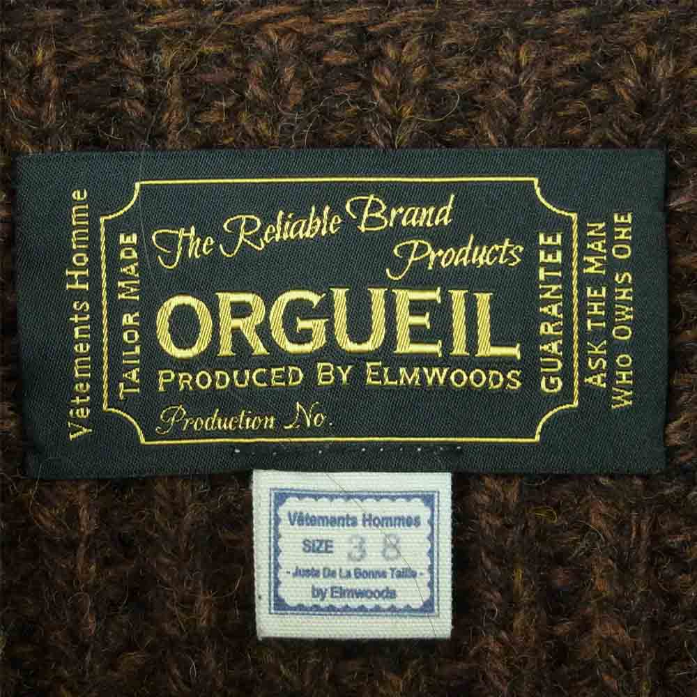 ORGUEIL オルゲイユ OR-4011 SHETLAND WOOL KNIT シェットランド ウール ニット カーディガン ブラウン系 38【中古】