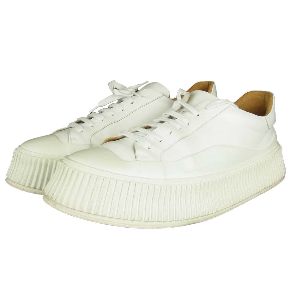 JIL SANDER ジルサンダー 20SS JI32535A SMOOTH LEATHER SNEAKER プラットフォーム ラバー ソール レザー ローカット スニーカー ホワイト系 44【中古】