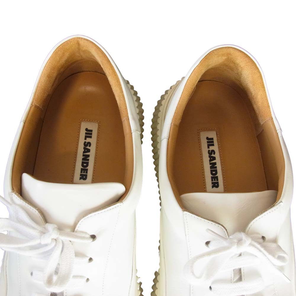 JIL SANDER ジルサンダー 20SS JI32535A SMOOTH LEATHER SNEAKER プラットフォーム ラバー ソール レザー ローカット スニーカー ホワイト系 44【中古】