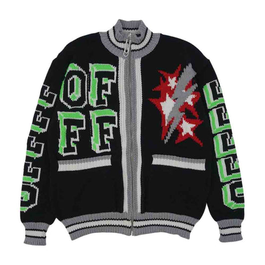 OFF-WHITE オフホワイト 21SS OMHA107R21KNI001 KNIT BOMBER JACKET ニット ボンバージャケット ブラック系 マルチカラー系 S【新古品】【未使用】【中古】