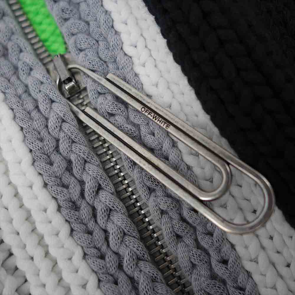 OFF-WHITE オフホワイト 21SS OMHA107R21KNI001 KNIT BOMBER JACKET ニット ボンバージャケット ブラック系 マルチカラー系 S【新古品】【未使用】【中古】