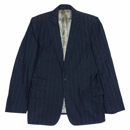 Just Cavalli ジャストカヴァリ ストライプ 1B テーラードジャケット ブラック系 50【中古】