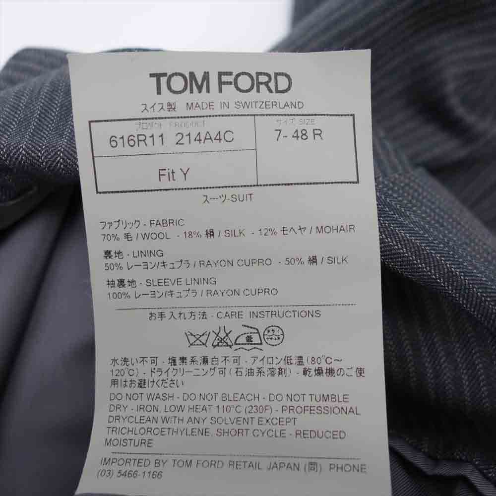 TOM FORD トムフォード 214A4C シルク モヘア混 ウール ストライプ スーツ セットアップ  ダークグレー系 ストライプ【中古】
