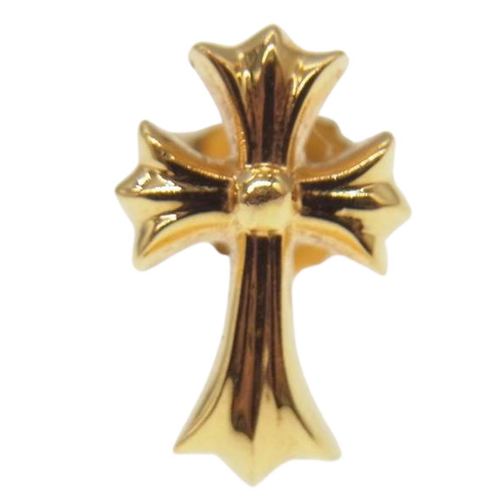 CHROME HEARTS クロムハーツ（原本有） 22K STUD CH CROSS 2 FAT クロス ファット スタッド ピアス ゴールド系【中古】