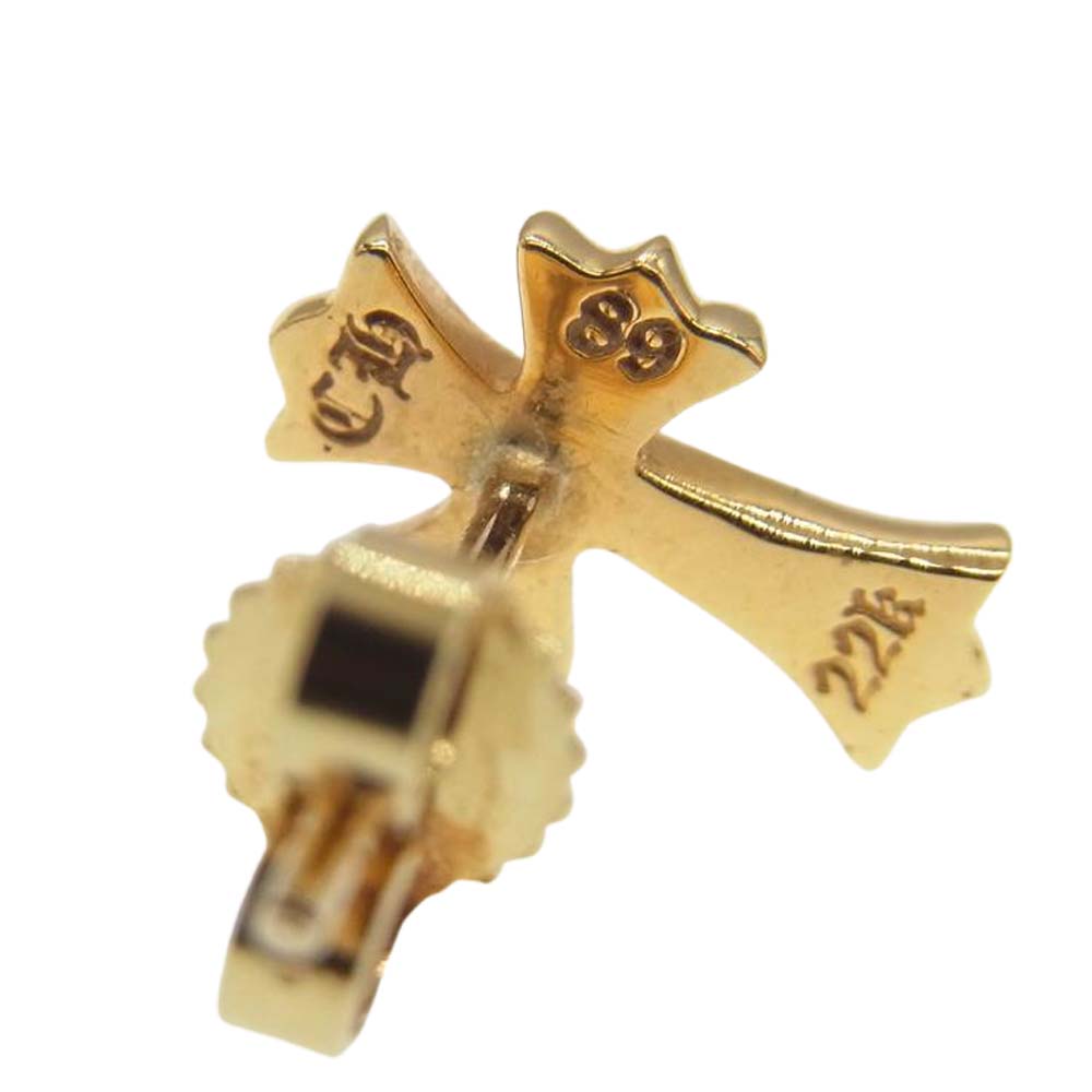 CHROME HEARTS クロムハーツ（原本有） 22K STUD CH CROSS 2 FAT クロス ファット スタッド ピアス ゴールド系【中古】
