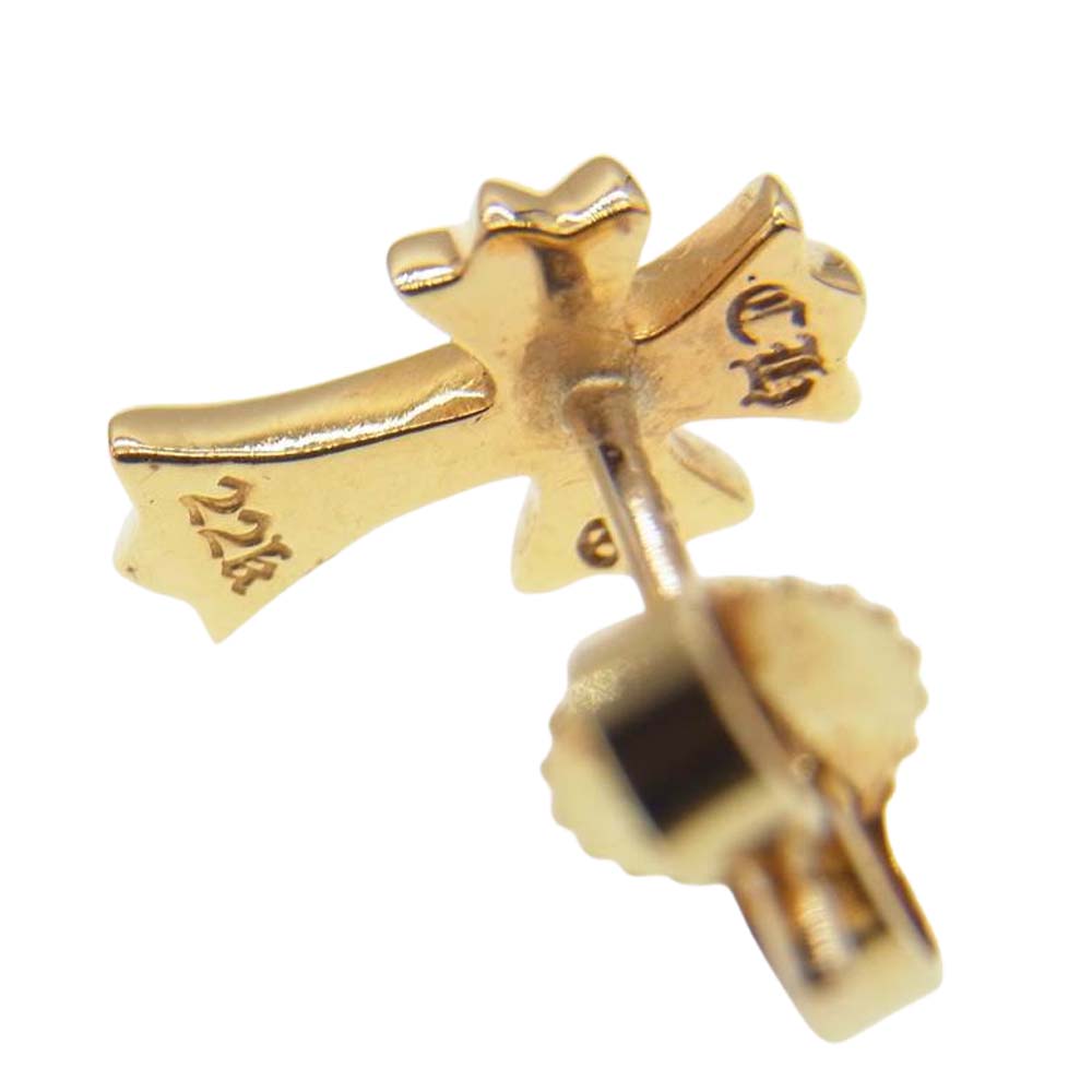 CHROME HEARTS クロムハーツ（原本有） 22K STUD CH CROSS 2 FAT クロス ファット スタッド ピアス ゴールド系【中古】