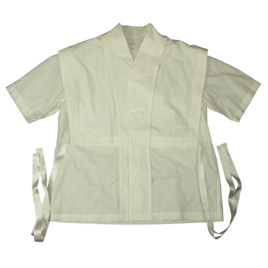 SASQUATCHfabrix. サスクワァッチファブリックス 20SS-SY5-002 ショールカラー レイヤード シャツ 半袖 ホワイト系 M【中古】