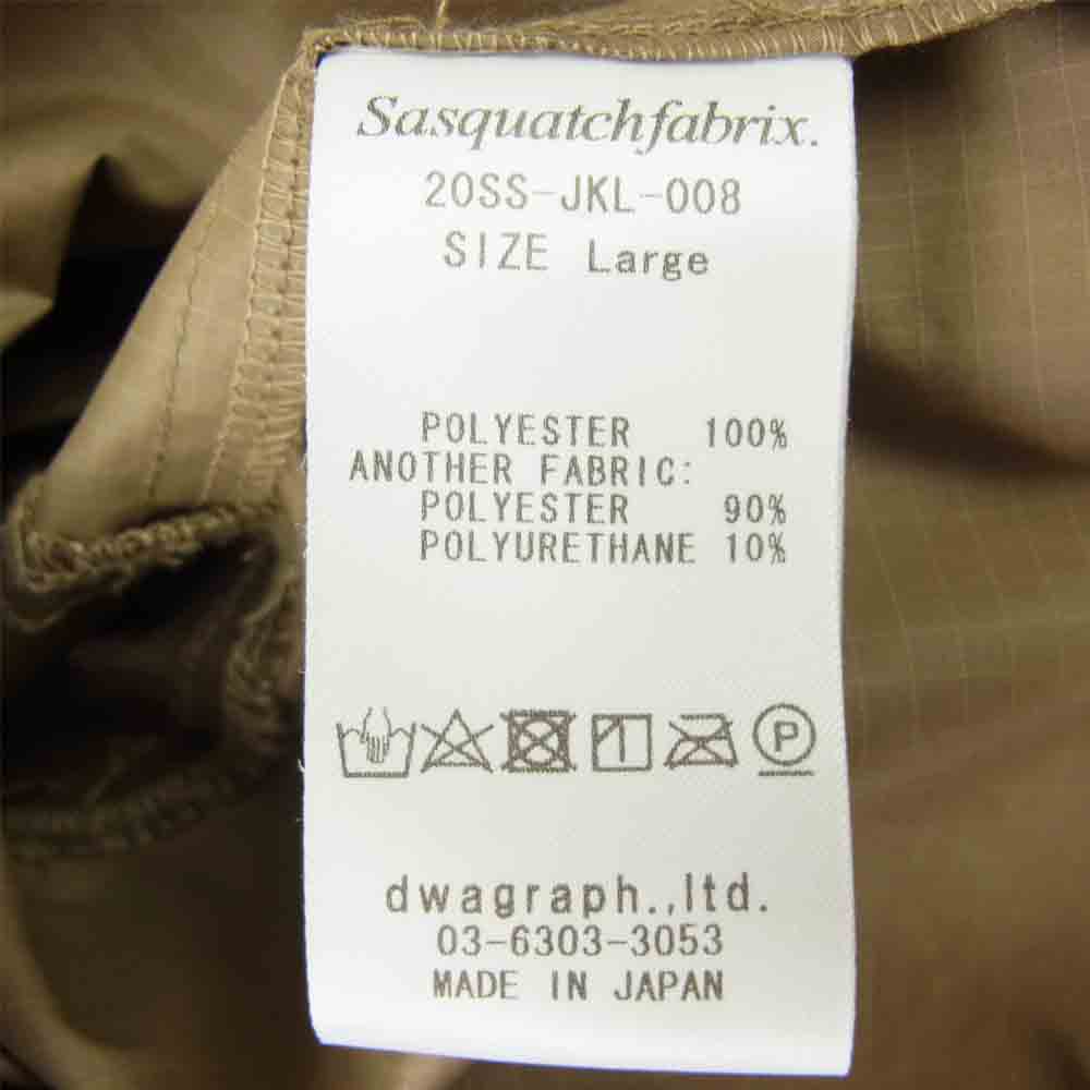 SASQUATCHfabrix. サスクワァッチファブリックス 20SS 20SS-JKL-008 ORIENTAL SHOULDER NYLON JACKET 撥水加工 ナイロン コーチ ジャケット ブラウン系 L【中古】