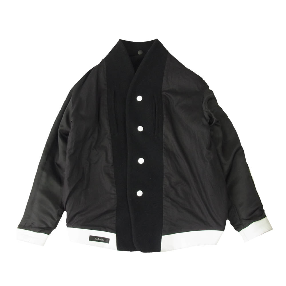 ザ サカキ stadium jumper Cow leather 袖 カウレザー メルトン リバーシブル スタジャン ブラック系 ホワイト系 S【中古】