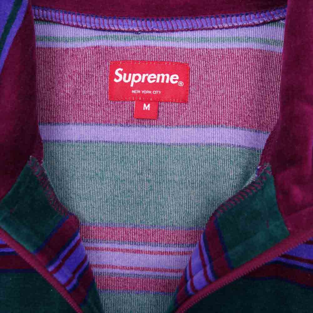 Supreme シュプリーム 20AW stripe velour half zip Pullover ベロア ボーダー ハーフジップ プルオーバー スウェット マルチカラー系 M【中古】