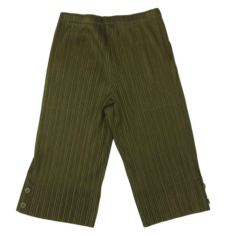 PLEATS PLEASE プリーツプリーズ イッセイミヤケ PP83-JF411 プリーツ 裾ボタン ハーフパンツ カーキ系 5【中古】