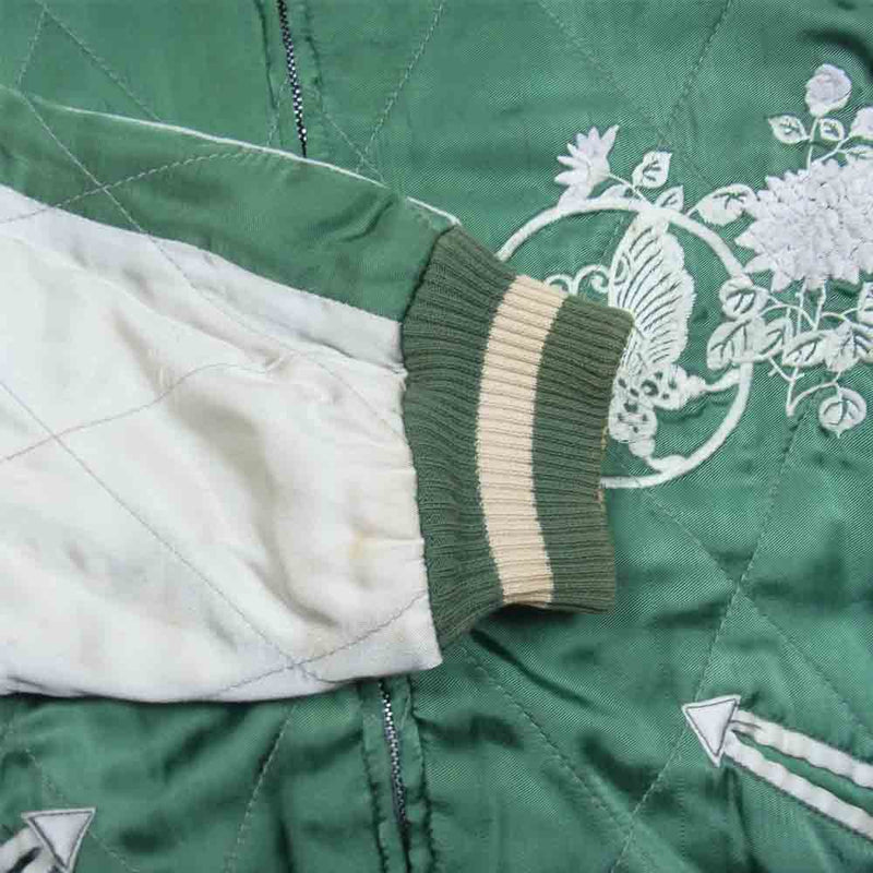 サテン×サテン キルト ジャケット スカジャン スーベニア ジャケット グリーン系 2【中古】