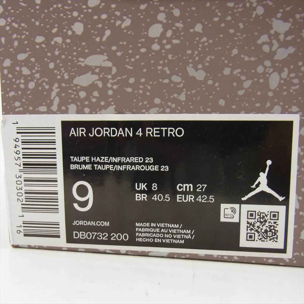 NIKE ナイキ DB0732-200 AIR JORDAN 4 RETRO taupe haze/infrared 23 エアジョーダン 4 レトロ トープ ヘイズ/インフラレッド 23 グレー系 27㎝【中古】