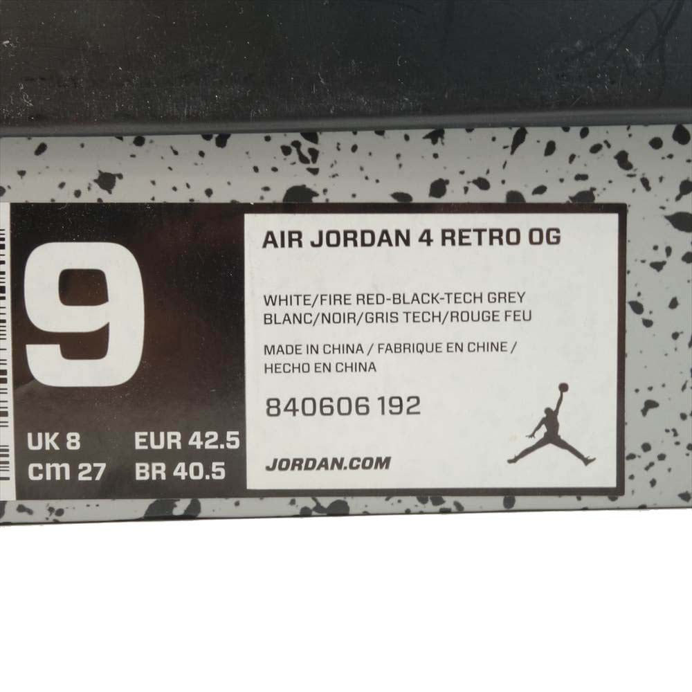 NIKE ナイキ 840606-192 Air Jordan 4 Retro White Cement OG Retro エアジョーダン 4 レトロ OG ホワイト系 27㎝【新古品】【未使用】【中古】
