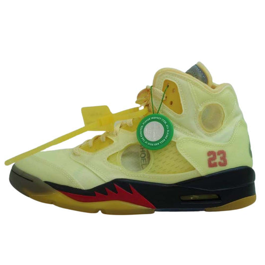 NIKE ナイキ DH8565-100 x Off-White AIR JORDAN 5 RETRO SP sail/fire red-muslin-black オフホワイト エアジョーダン 5 レトロ SP イエロー系 27cm【新古品】【未使用】【中古】