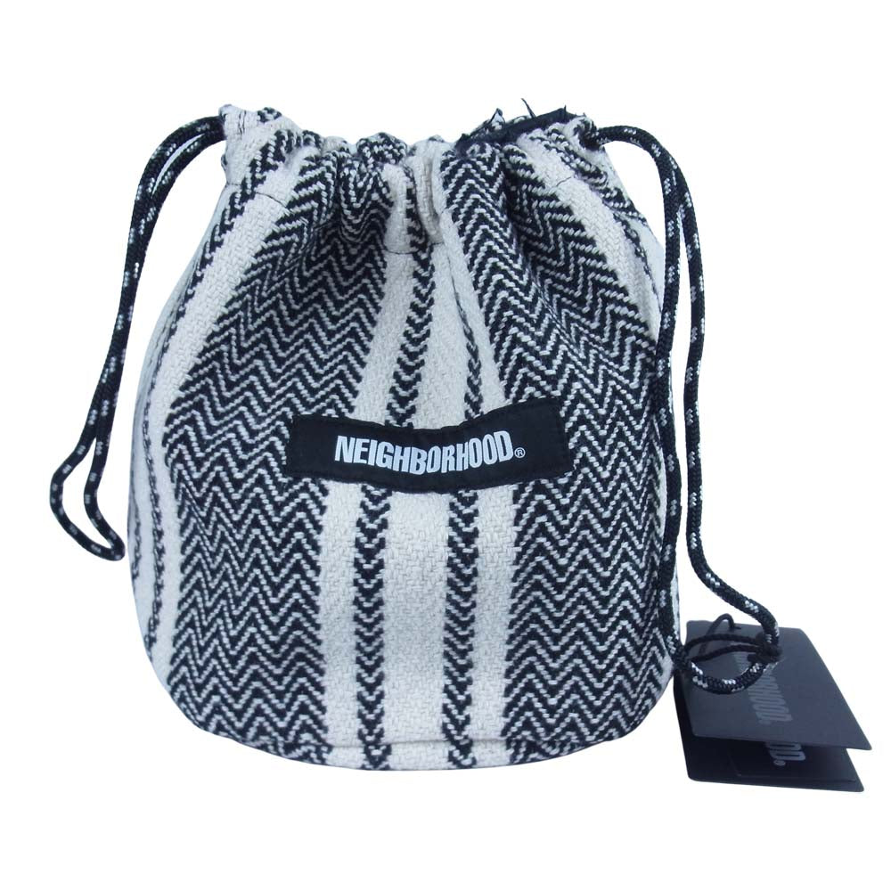 NEIGHBORHOOD ネイバーフッド 21SS 201TQNH-CG01S WEAVING POUCH / C-LUGGAGE 巾着 ポーチ ホワイト系 F【新古品】【未使用】【中古】
