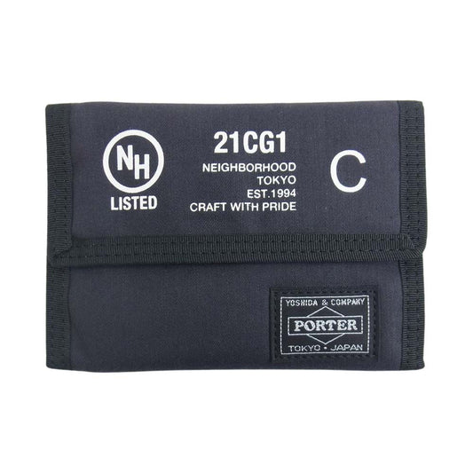NEIGHBORHOOD ネイバーフッド 21SS 211YSPTN-AC01 PORTER ポーター NHPT . SHORT / C-WALLET ボンディング加工 三つ折り ショート ウォレット 財布 ブラック系 表記無し【新古品】【未使用】【中古】