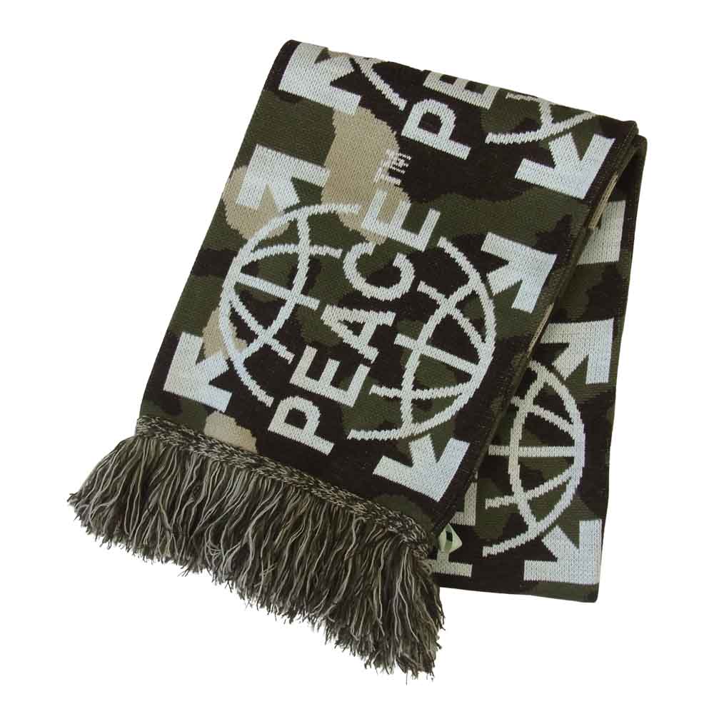 OFF-WHITE オフホワイト 17AW CAMO PEACE SCARF カモ ピース アロー スカーフ マフラー カーキ系【美品】【中古】
