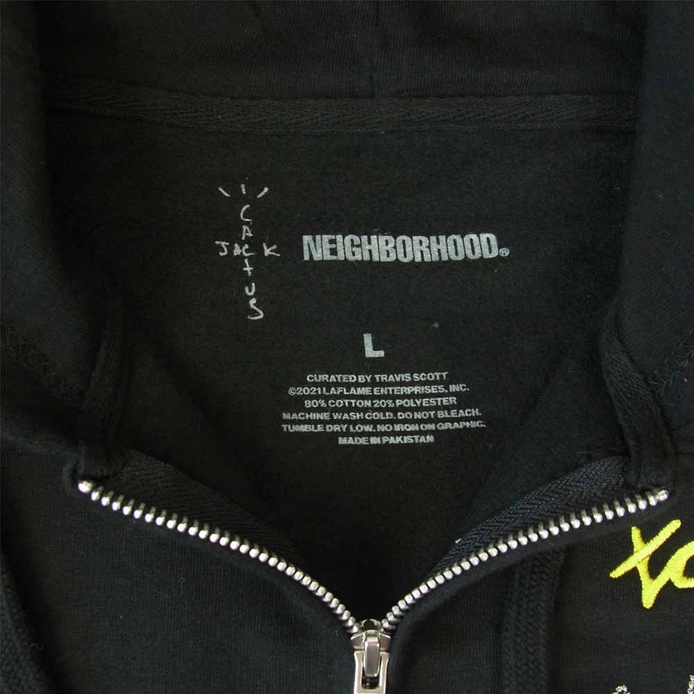NEIGHBORHOOD ネイバーフッド 21SS Travis Scott トラヴィス スコット CACTUS JACK CAROUSEL HOODIE ジップ パーカー ブラック系 L【極上美品】【中古】