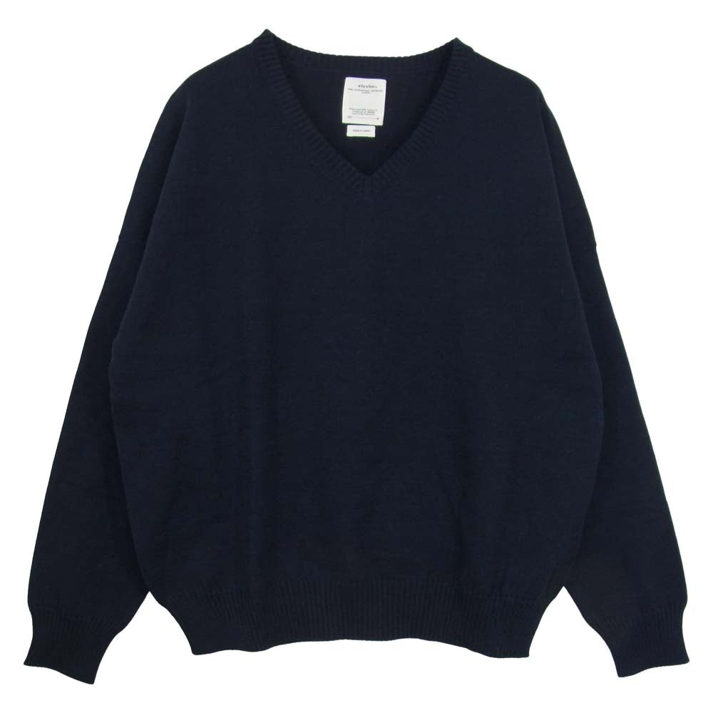 VISVIM ビズビム 21AW 0121205012005 AMPLUS V-NECK KNIT L/S アンプラス Vネック ニット セーター ネイビー系 1【新古品】【未使用】【中古】