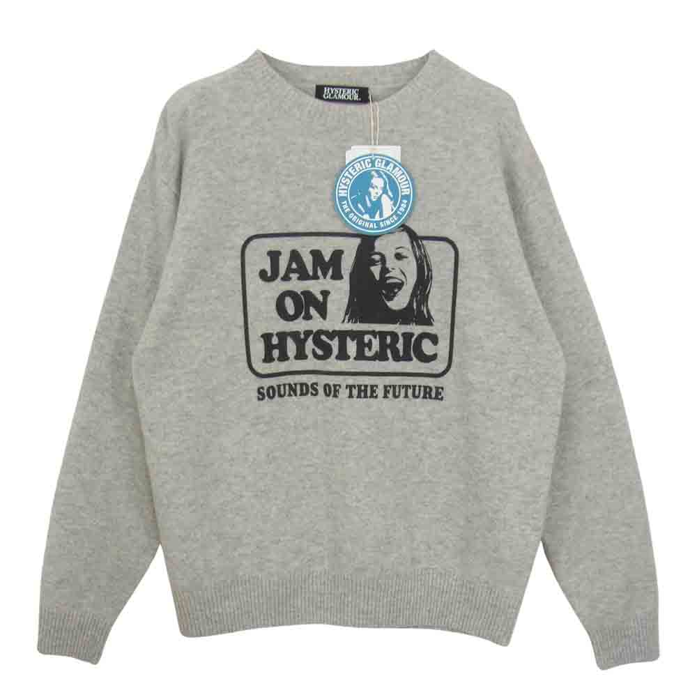 HYSTERIC GLAMOUR ヒステリックグラマー 20SS 02203NS07 JAM ON HYSTERIC SOUNDS OF THE FUTURE クルーネック ニット セーター グレー系 M【極上美品】【中古】