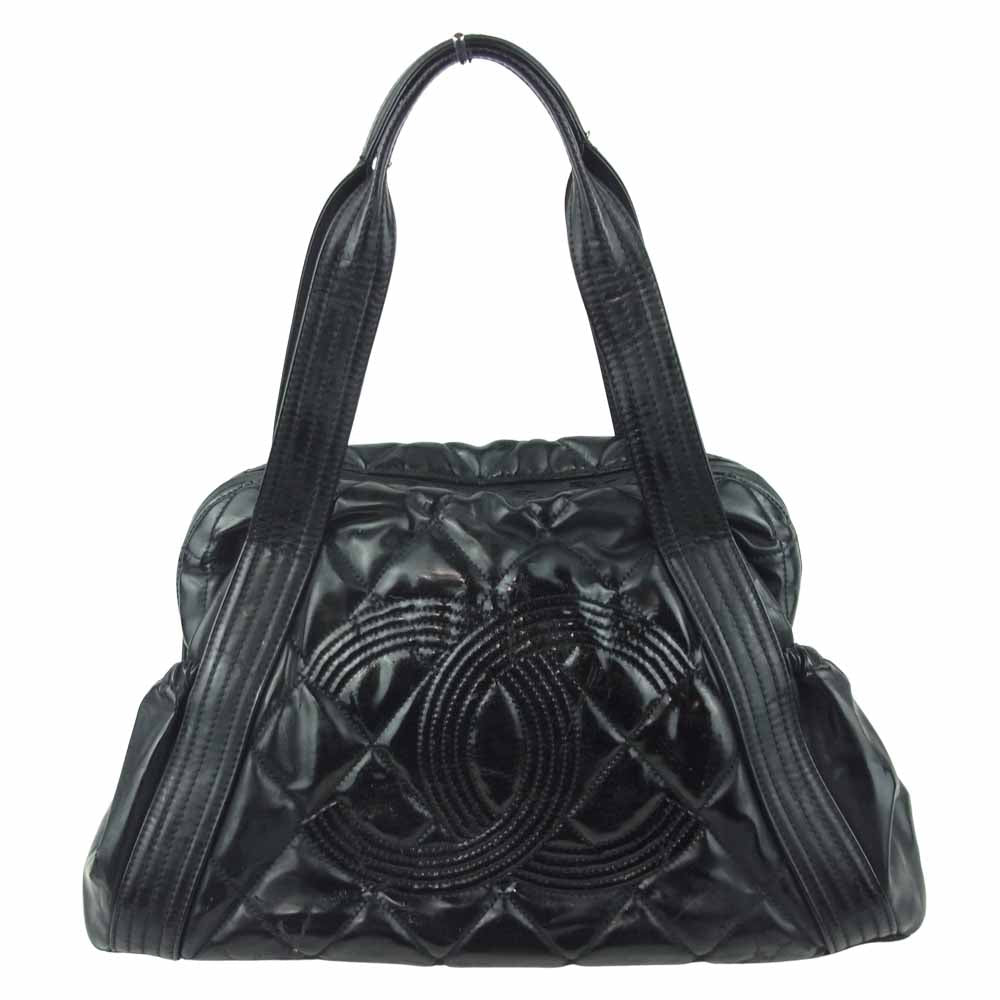 CHANEL シャネル マトラッセ ココマーク パテントレザー ボストン ハンド バッグ ブラック系【中古】