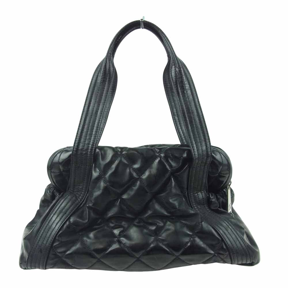 CHANEL シャネル マトラッセ ココマーク パテントレザー ボストン ハンド バッグ ブラック系【中古】