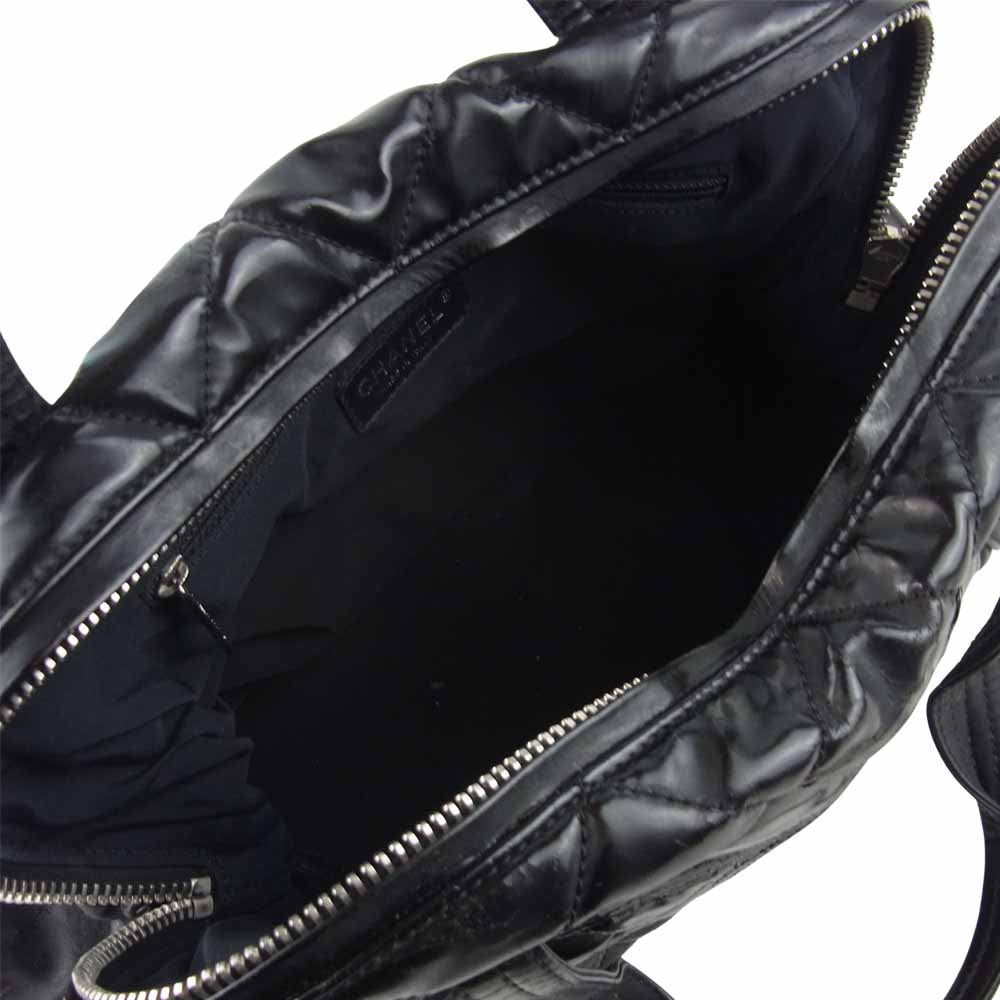 CHANEL シャネル マトラッセ ココマーク パテントレザー ボストン ハンド バッグ ブラック系【中古】
