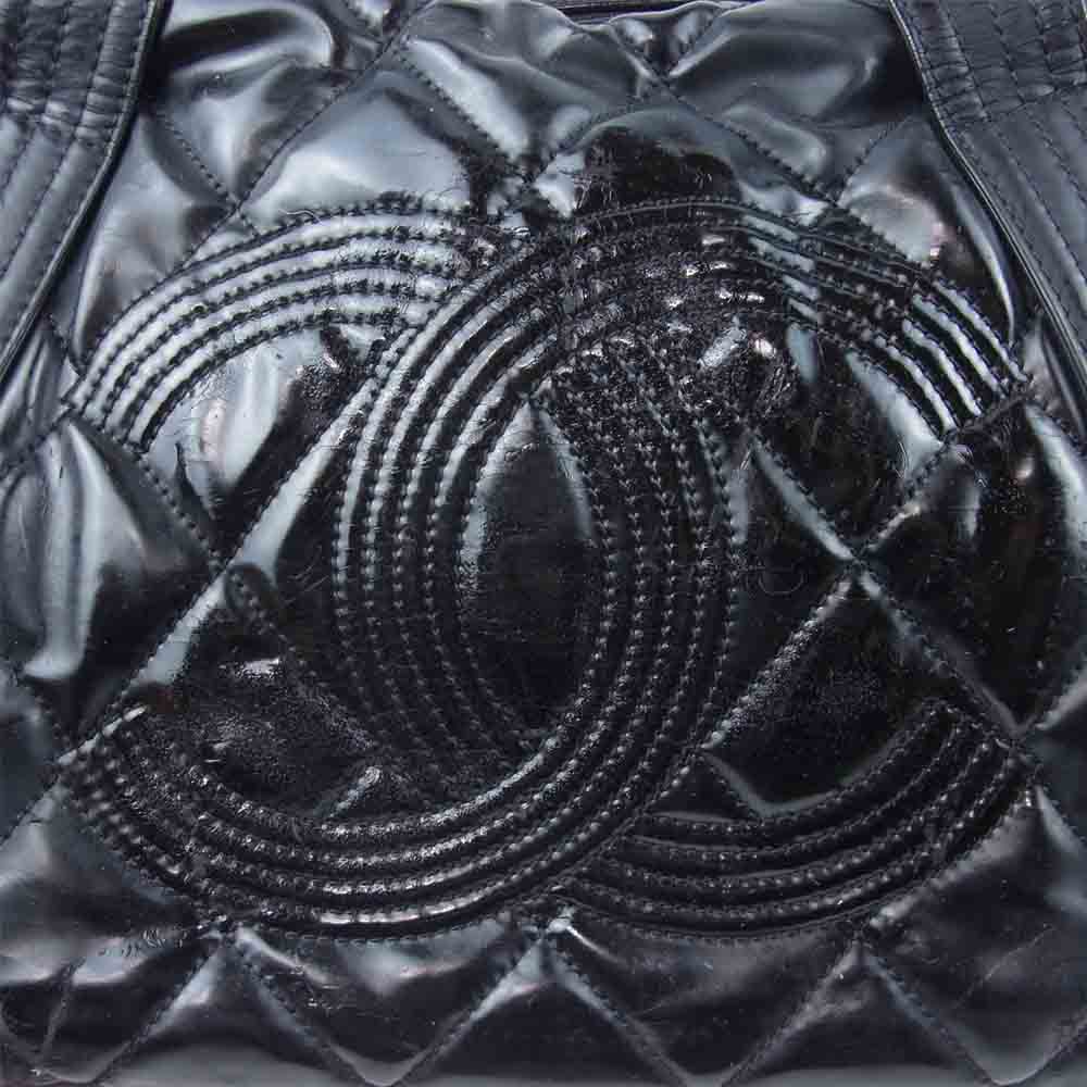 CHANEL シャネル マトラッセ ココマーク パテントレザー ボストン ハンド バッグ ブラック系【中古】