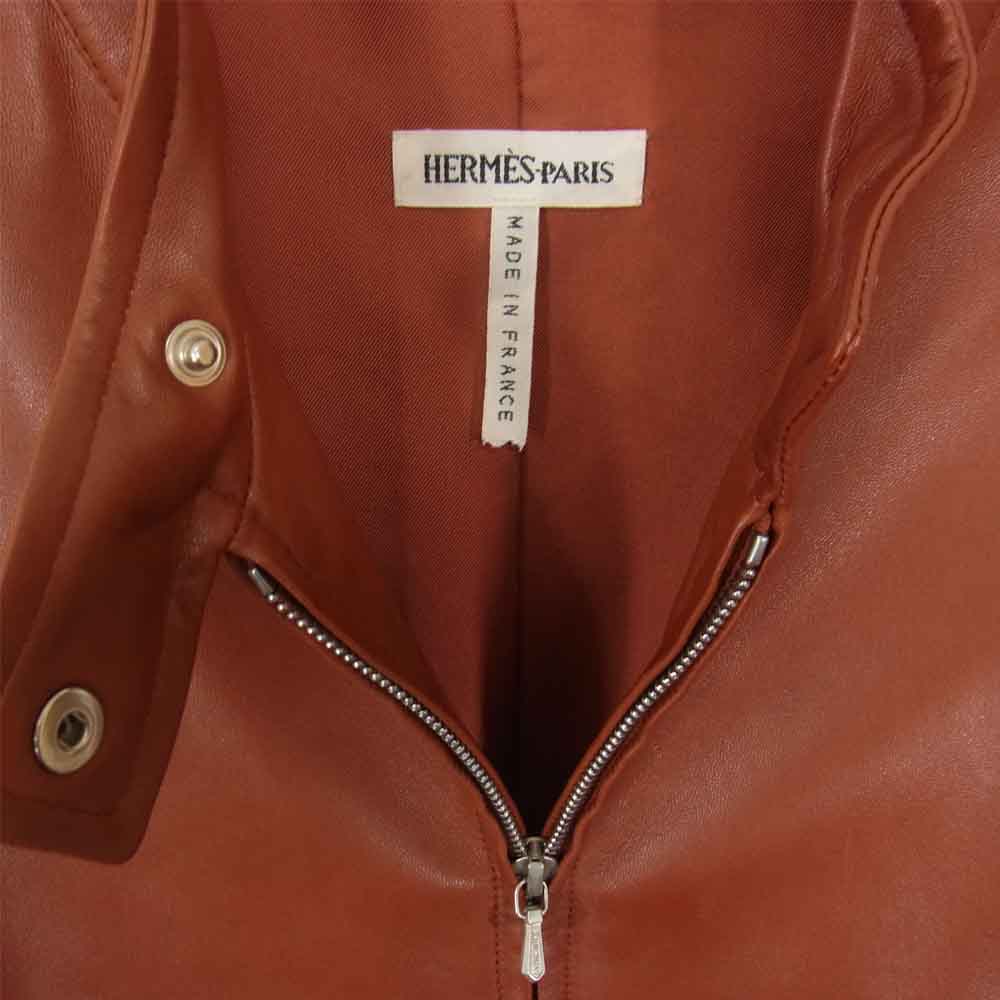 HERMES エルメス 国内正規品 仏製 マルジェラ期 シングル ライダース ジャケット ブラウン系 36【中古】