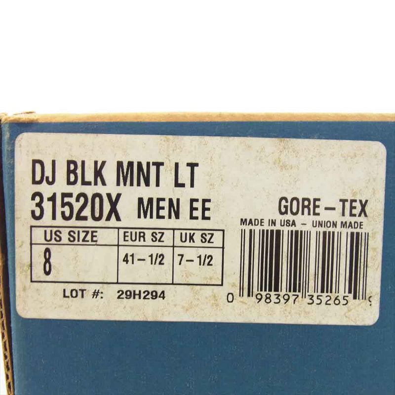 Danner ダナー 31520X USA製 白タグ DJ BLK MNT LT Mountain Light BLACK GORE-TEX  マウンテン ライト ゴアテックス ブーツ ブラック系 US8 EU41.5【中古】