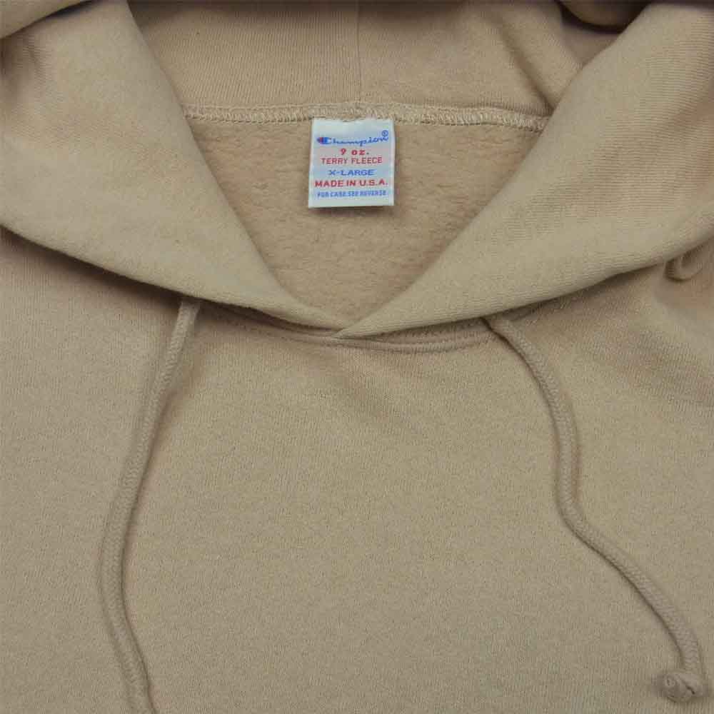 Champion チャンピオン C5-P101 USA製 9oz Terry Fleece フーデッド スウェット パーカー ベージュ系 XL【中古】