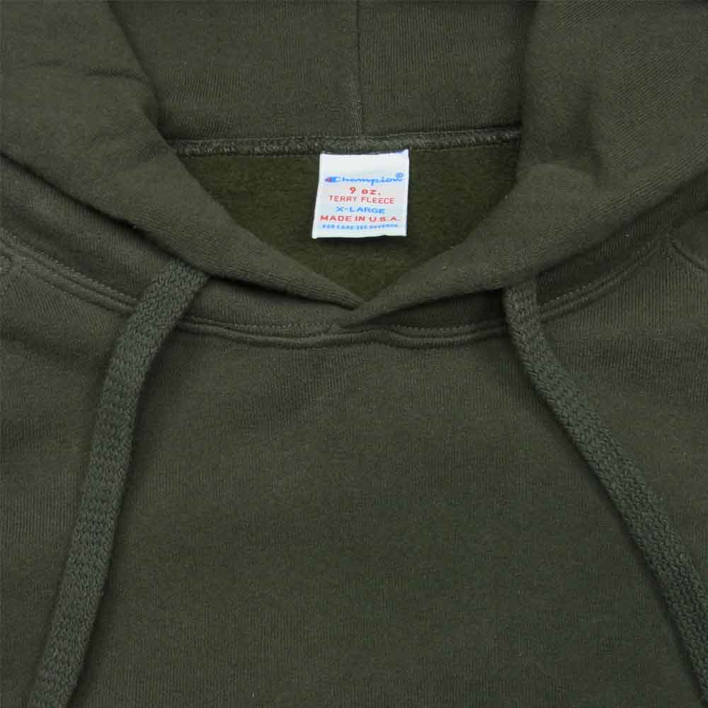 Champion チャンピオン C5-T101 9oz Terry Fleece フーデッド スウェット シャツ パーカー アメリカ製 グレイッシュカーキ系 XL【中古】