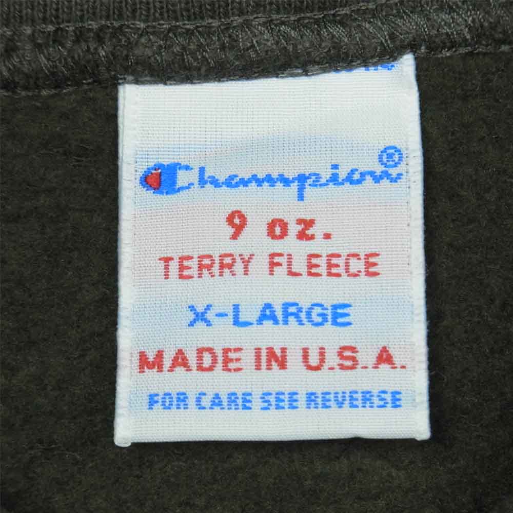 Champion チャンピオン C5-T101 9oz Terry Fleece フーデッド スウェット シャツ パーカー アメリカ製 グレイッシュカーキ系 XL【中古】