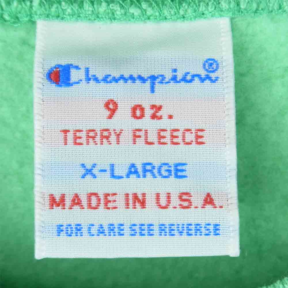 Champion チャンピオン C5-P001 USA製 9oz Terry Fleece クルーネック スウェット シャツ ライトグリーン系 XL【中古】