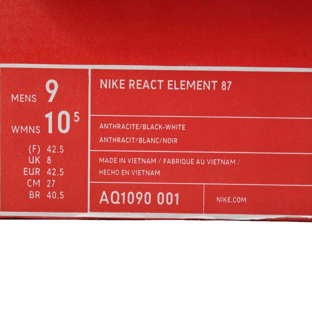 NIKE ナイキ AQ1090-001 React Element 87 リアクト エレメント 87 グレー系 ブラック系 27cm【中古】