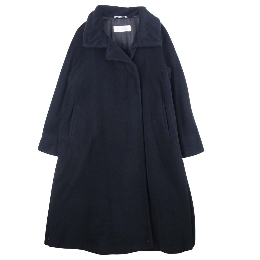 MAX MARA マックスマーラ 白タグ ウール100％ 比翼 ロング コート イタリア製 ブラック系 36【中古】
