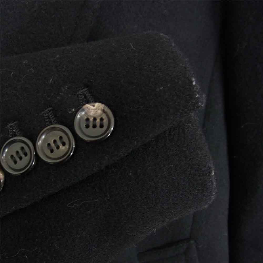 AKM エイケイエム COW LEATHER SINGLE CHESTER COAT カシミヤ混 カウレザー 切替 チェスターコート ブラック系 S【中古】