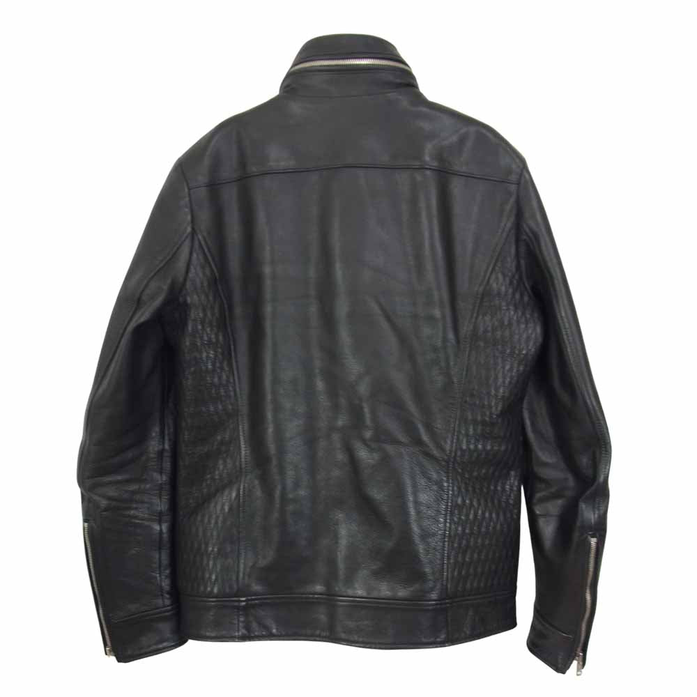 AKM エイケイエム B136-COW034 SINGLE RIDERS カウレザー ハイネック シングル ライダース ジャケット ブラック系 M【中古】