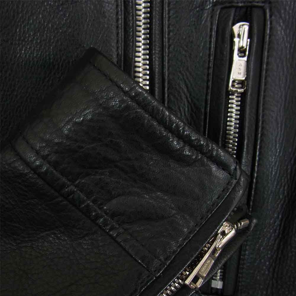 AKM エイケイエム B136-COW034 SINGLE RIDERS カウレザー ハイネック シングル ライダース ジャケット ブラック系 M【中古】