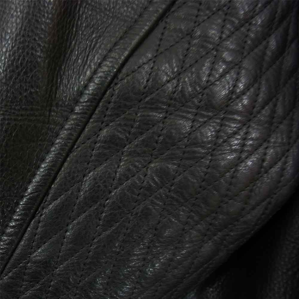 AKM エイケイエム B136-COW034 SINGLE RIDERS カウレザー ハイネック シングル ライダース ジャケット ブラック系 M【中古】