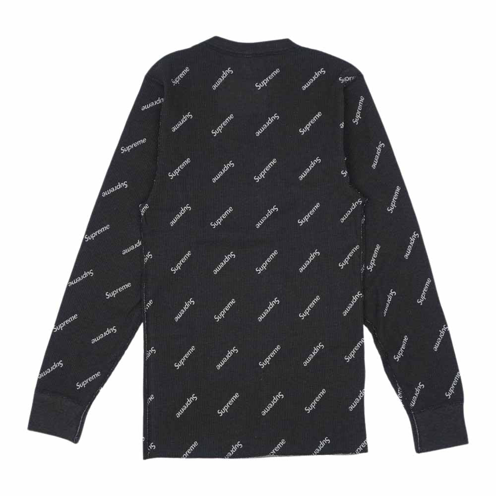 Supreme シュプリーム 20AW Hanes Thermal Crew ヘインズ ロゴ 総柄 サーマル カットソー ブラック系 M【美品】【中古】
