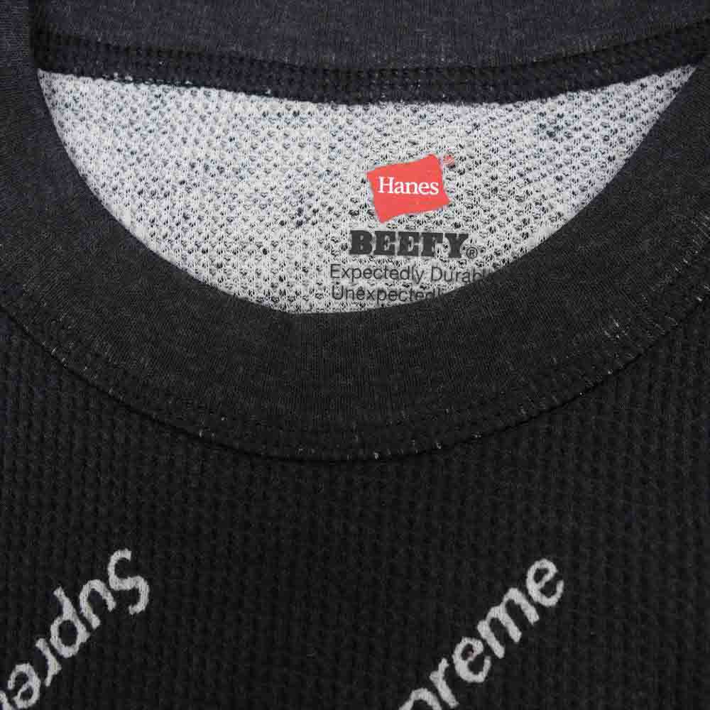 Supreme シュプリーム 20AW Hanes Thermal Crew ヘインズ ロゴ 総柄 サーマル カットソー ブラック系 M【美品】【中古】