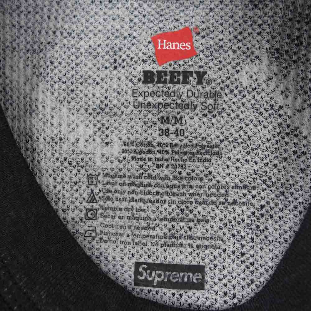 Supreme シュプリーム 20AW Hanes Thermal Crew ヘインズ ロゴ 総柄 サーマル カットソー ブラック系 M【美品】【中古】