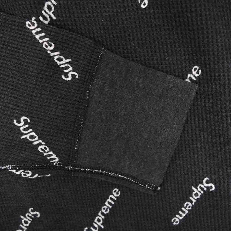 Supreme シュプリーム 20AW Hanes Thermal Crew ヘインズ ロゴ 総柄 サーマル カットソー ブラック系 M【美品】【中古】